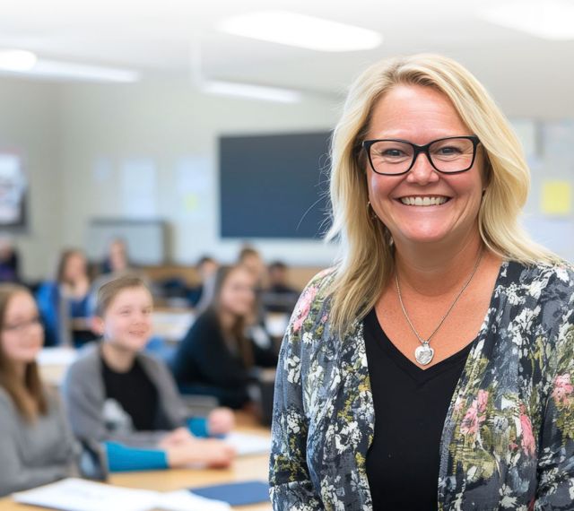 Lehrerin vor einer Schulklasse